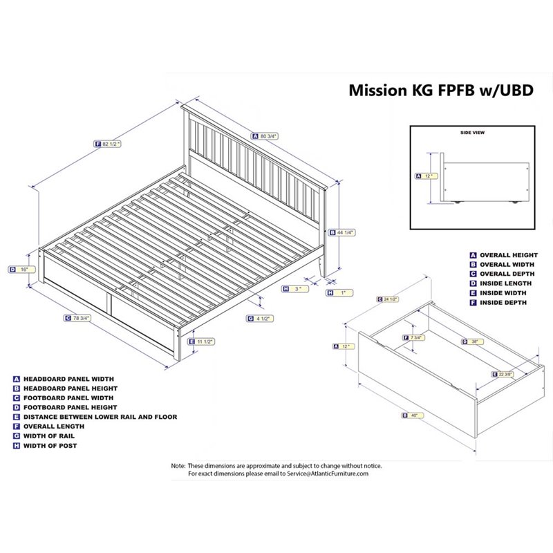 Leo & Lacey Mission King Wood Platform Bed & Storage Drawers in Walnut
