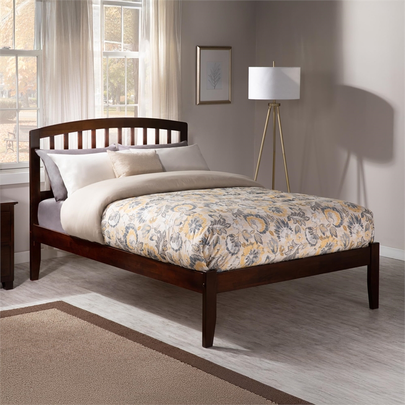 Leo & Lacey Contemporary Twin XL Solid Wood Platform Bed in Walnut