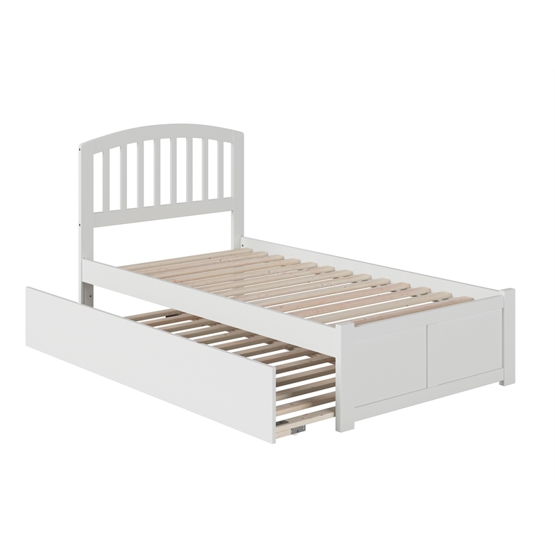 Leo & Lacey Richmond Twin Wood Platform Bed and Twin Trundle in White