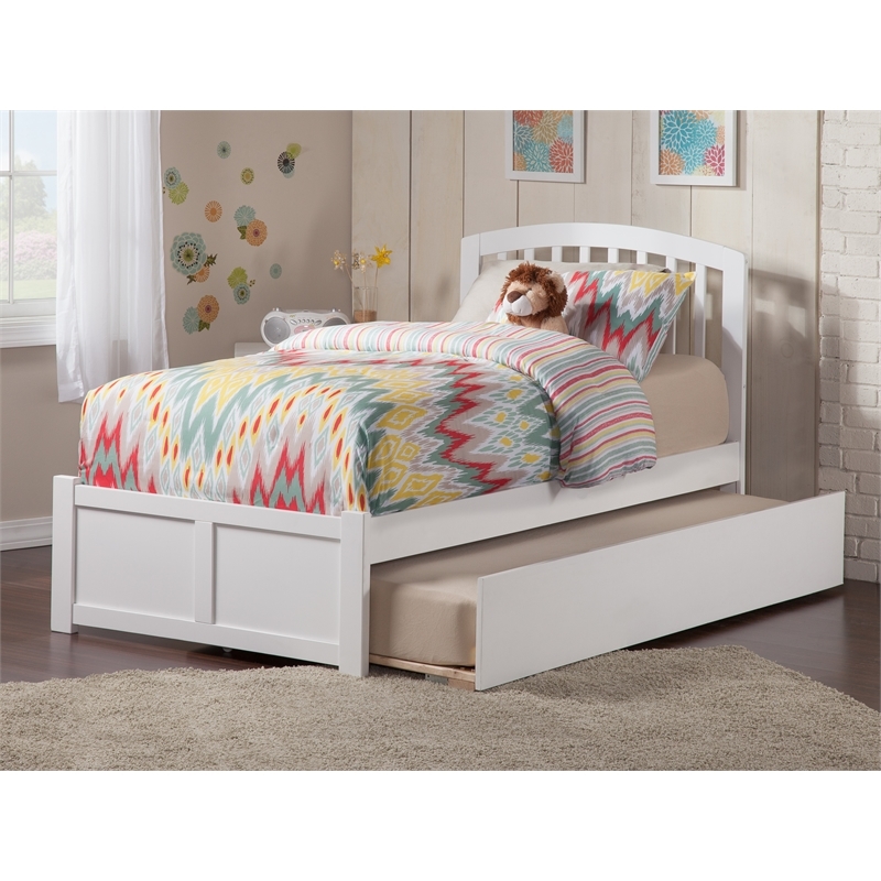 Leo & Lacey Richmond Twin Wood Platform Bed and Twin Trundle in White