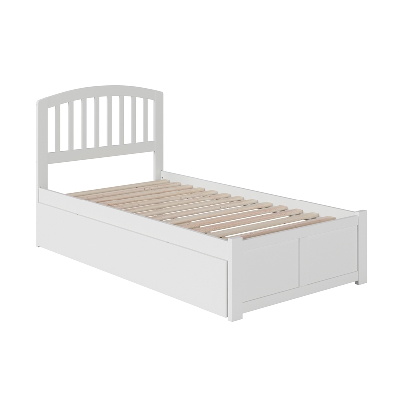 Leo & Lacey Richmond Twin Wood Platform Bed and Twin Trundle in White
