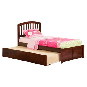 Leo & Lacey Richmond Twin Wood Platform Bed and Twin Trundle in Walnut