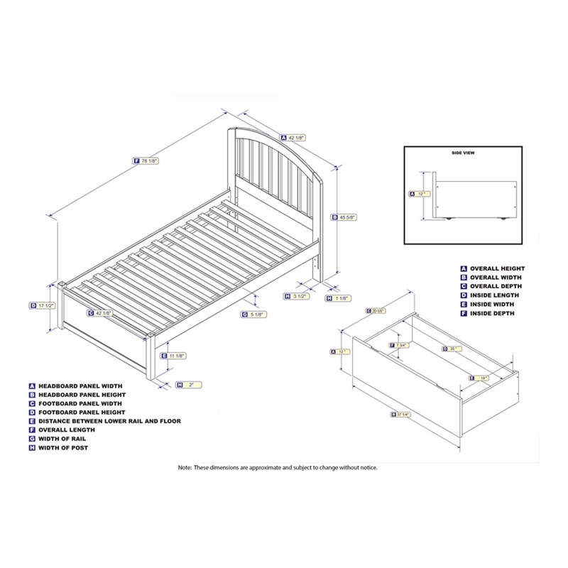 Leo & Lacey Richmond Twin Wood Platform Bed and Storage Drawers in White
