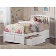 Leo & Lacey Twin Wood Platform Bed with Footboard and Storage Drawers in White