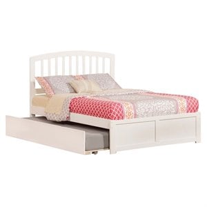 Leo & Lacey Richmond Full Wood Platform Bed and Twin Trundle in White