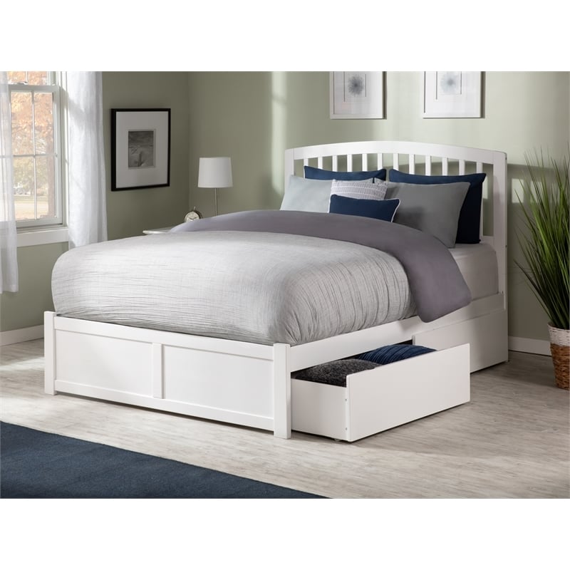 Leo & Lacey Richmond Full Wood Platform Bed and Storage Drawers in White