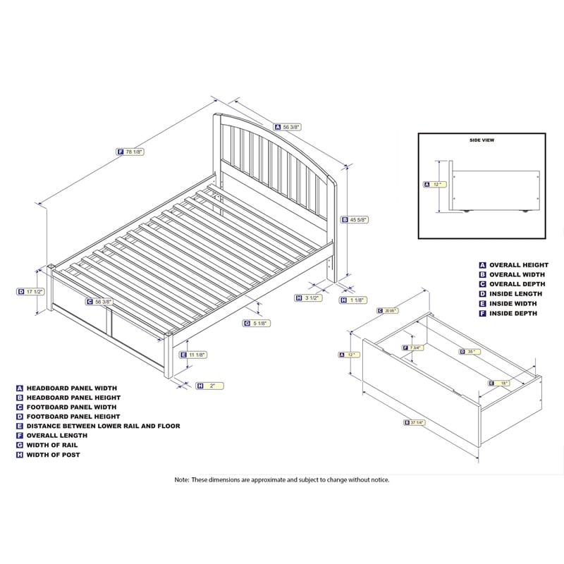 Leo & Lacey Richmond Full Wood Platform Bed and Storage Drawers in White