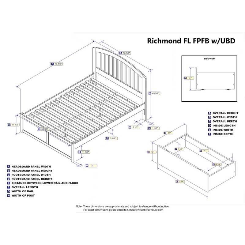 Leo & Lacey Richmond Full Wood Platform Bed and Storage Drawers in Walnut