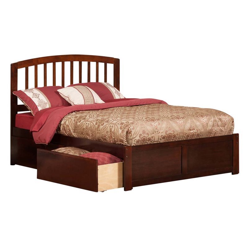 Leo & Lacey Richmond Full Wood Platform Bed and Storage Drawers in Walnut