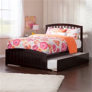 Leo & Lacey Full Platform Bed with Footboard & Twin Trundle in Espresso