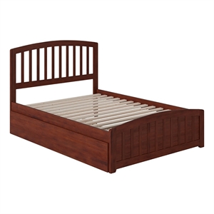 Leo & Lacey Transitional Solid Wood Urban Full Trundle Platform Bed in Walnut