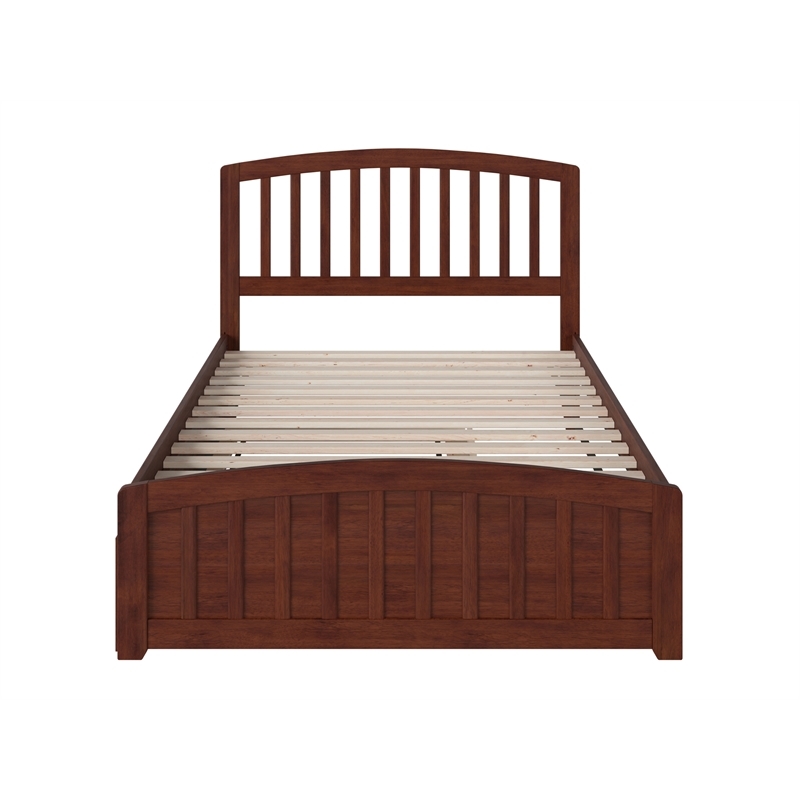 Leo & Lacey Transitional Solid Wood Urban Full Trundle Platform Bed in Walnut