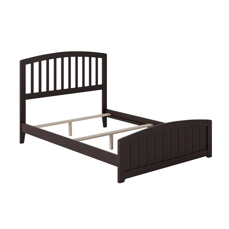Leo & Lacey Full Wood Foundation Bed with Matching Footboard in Espresso