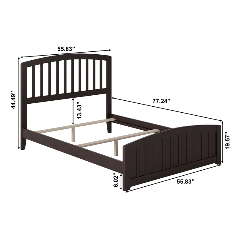 Leo & Lacey Full Wood Foundation Bed with Matching Footboard in Espresso