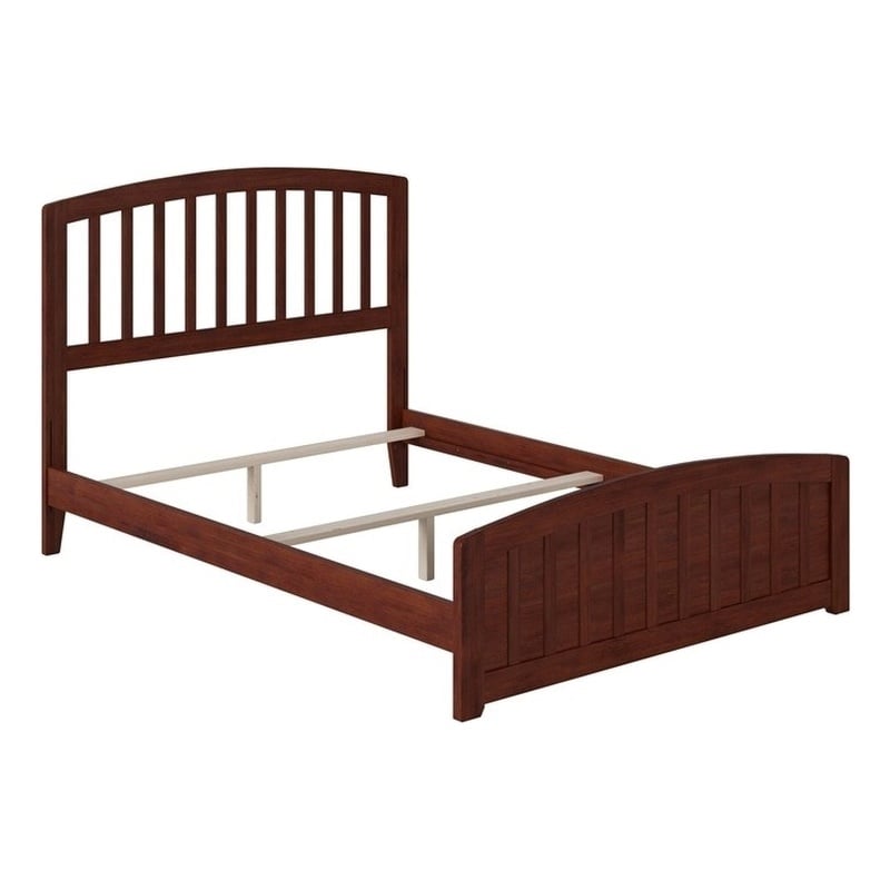 Leo & Lacey Farmhouse Solid Wood Full Bed w/ Footboard and USB Charger in Walnut