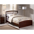 Leo & Lacey Farmhouse Solid Wood Full Bed w/ Footboard and USB Charger in Walnut
