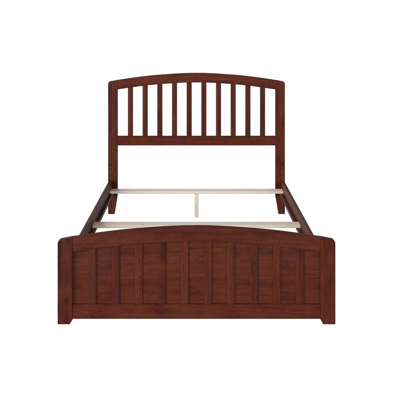 Leo & Lacey Farmhouse Solid Wood Full Bed w/ Footboard and USB Charger in Walnut