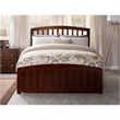 Leo & Lacey Farmhouse Solid Wood Full Bed w/ Footboard and USB Charger in Walnut