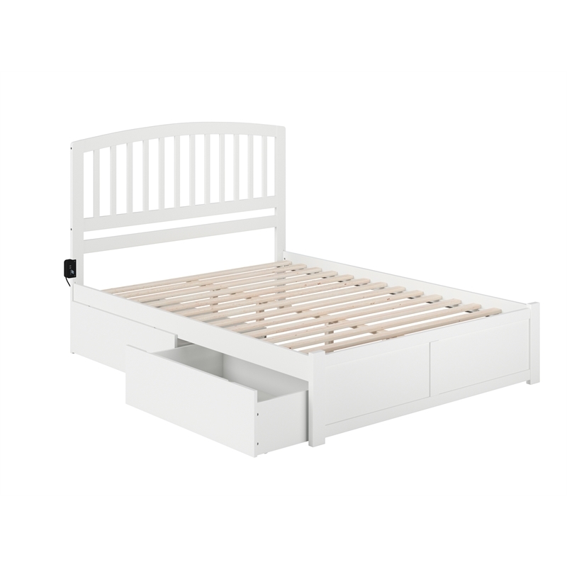 Leo & Lacey Richmond Queen Wood Platform Bed and Storage Drawers in White