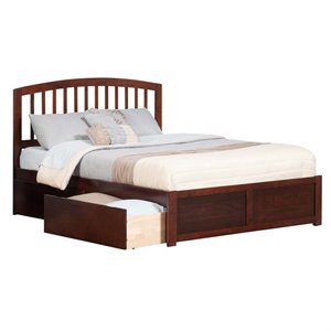 Leo & Lacey Richmond Queen Wood Platform Bed and Storage Drawers in Walnut