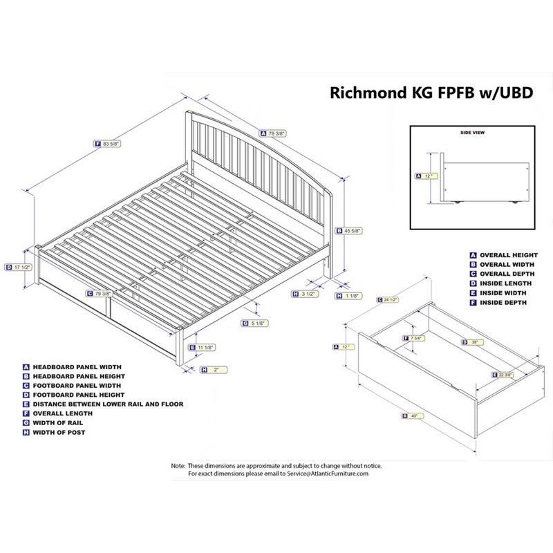 Leo & Lacey Richmond Wood King Platform Bed and Storage Drawers in Walnut
