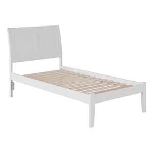 Leo & Lacey Farmhouse Solid Wood Twin XL Platform Bed with USB Charger in White