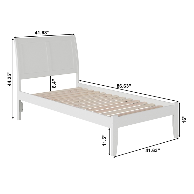 Leo & Lacey Farmhouse Solid Wood Twin XL Platform Bed with USB Charger in White