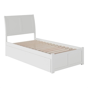 Leo & Lacey Farmhouse Solid Wood Twin XL Storage Platform Bed in White