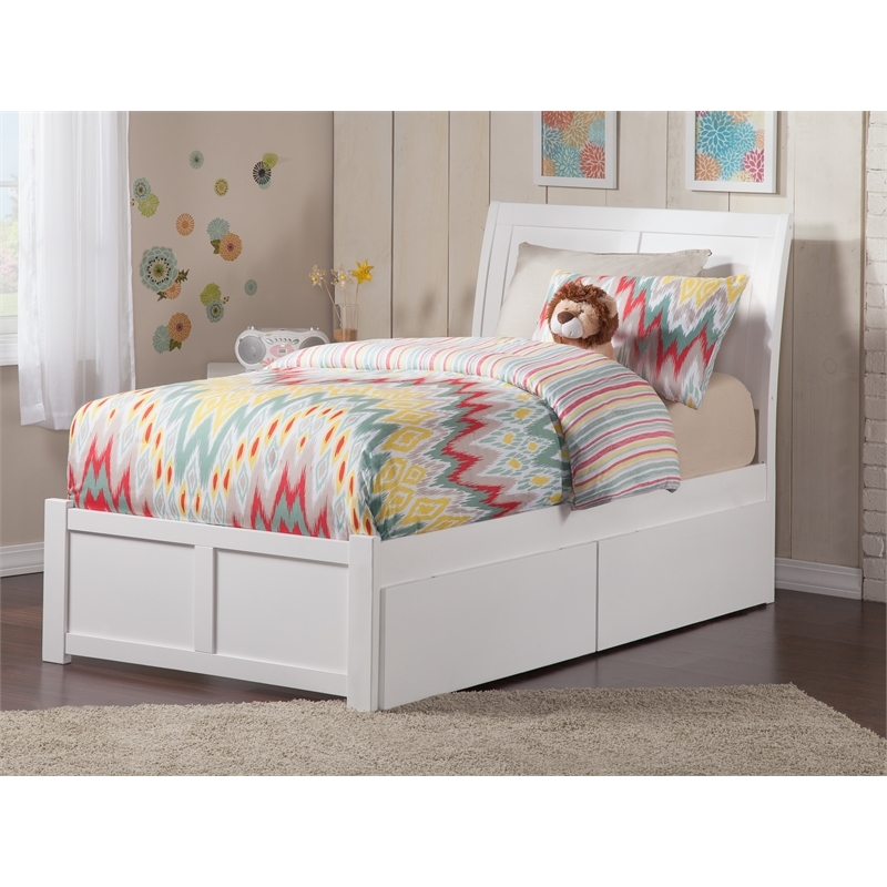 Leo & Lacey Farmhouse Solid Wood Twin XL Storage Platform Bed in White