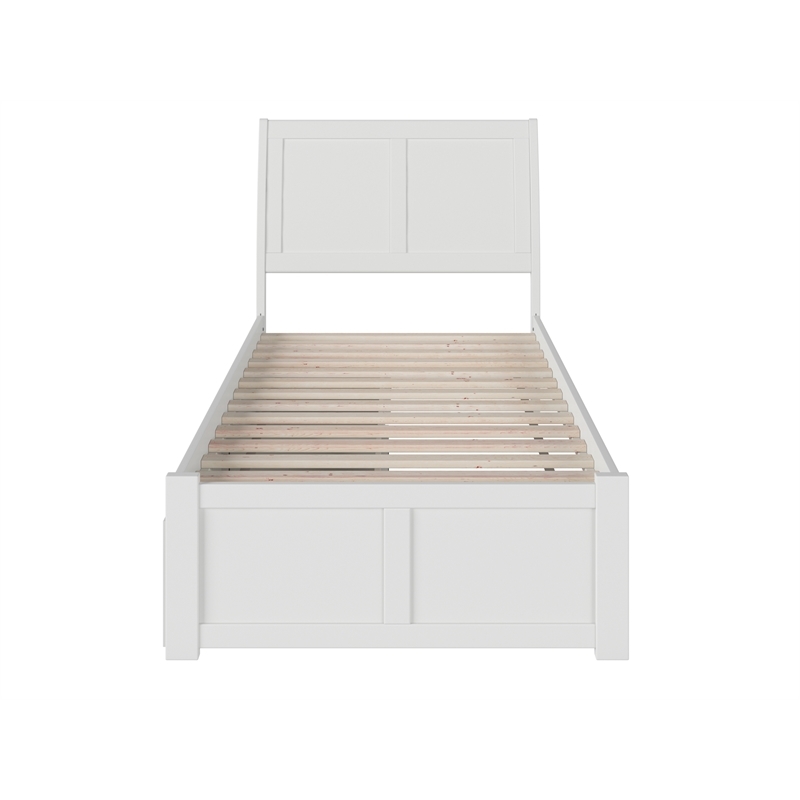Leo & Lacey Farmhouse Solid Wood Twin XL Storage Platform Bed in White