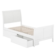 Leo & Lacey Portland Twin XL Storage Wood Platform Bed  in White