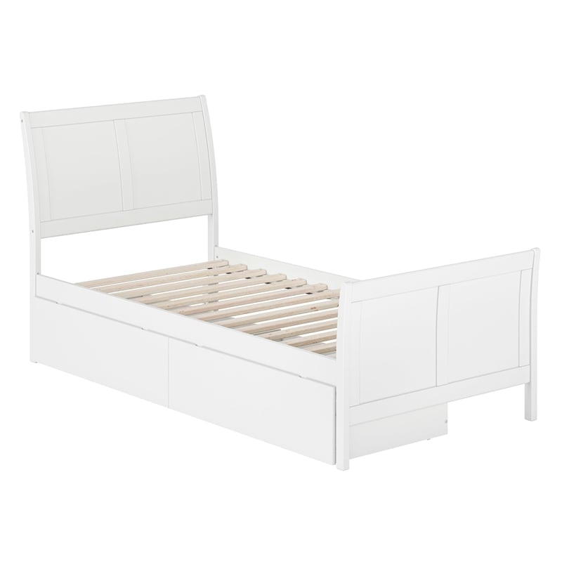 Leo & Lacey Portland Twin XL Storage Wood Platform Bed  in White