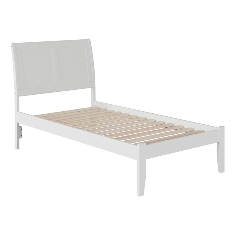 Leo & Lacey Farmhouse Solid Wood Twin Platform Bed with USB Charger in White
