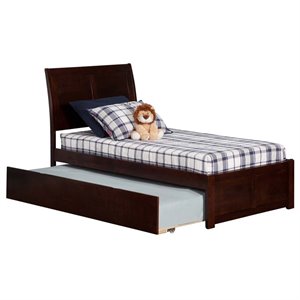 Leo & Lacey Urban Twin Trundle Platform Bed in Walnut