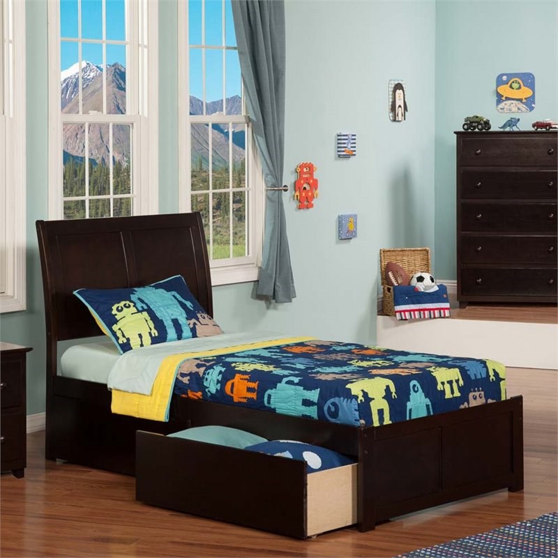 Leo & Lacey Twin Storage Platform Bed in Espresso