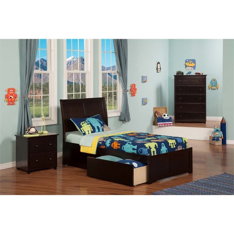 Leo & Lacey Twin Storage Platform Bed in Espresso