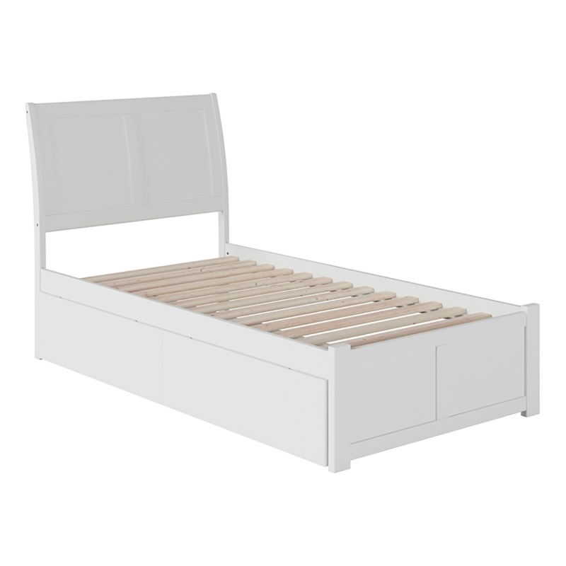 Leo & Lacey Farmhouse Solid Wood Urban Twin Storage Platform Bed in White