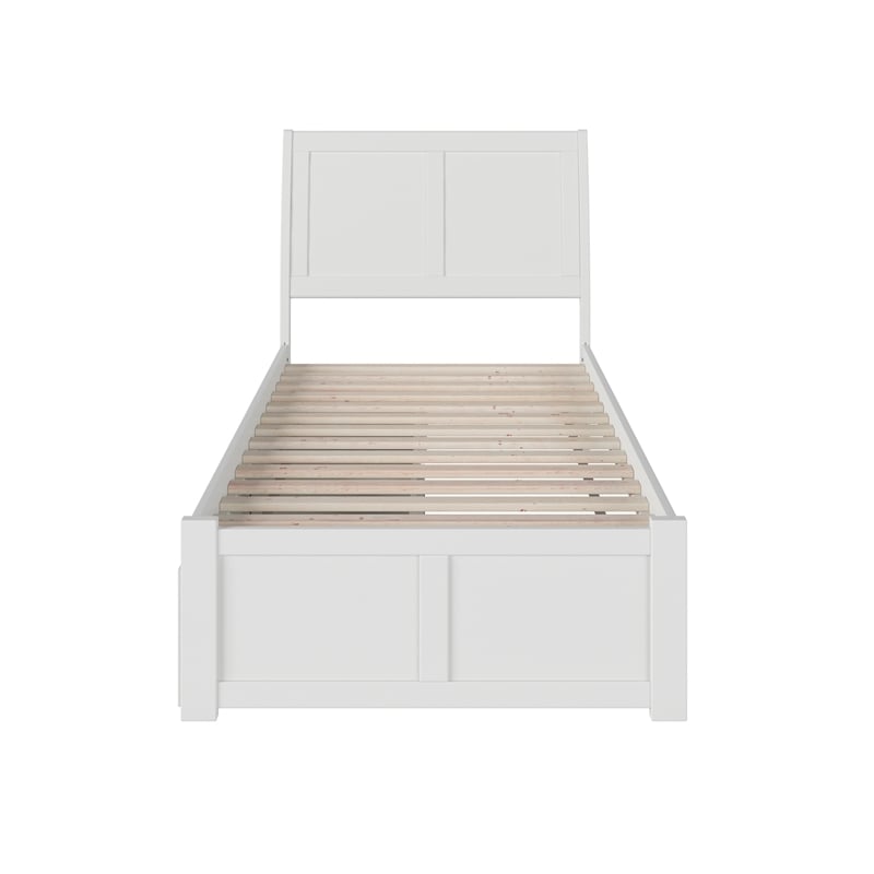 Leo & Lacey Farmhouse Solid Wood Urban Twin Storage Platform Bed in White