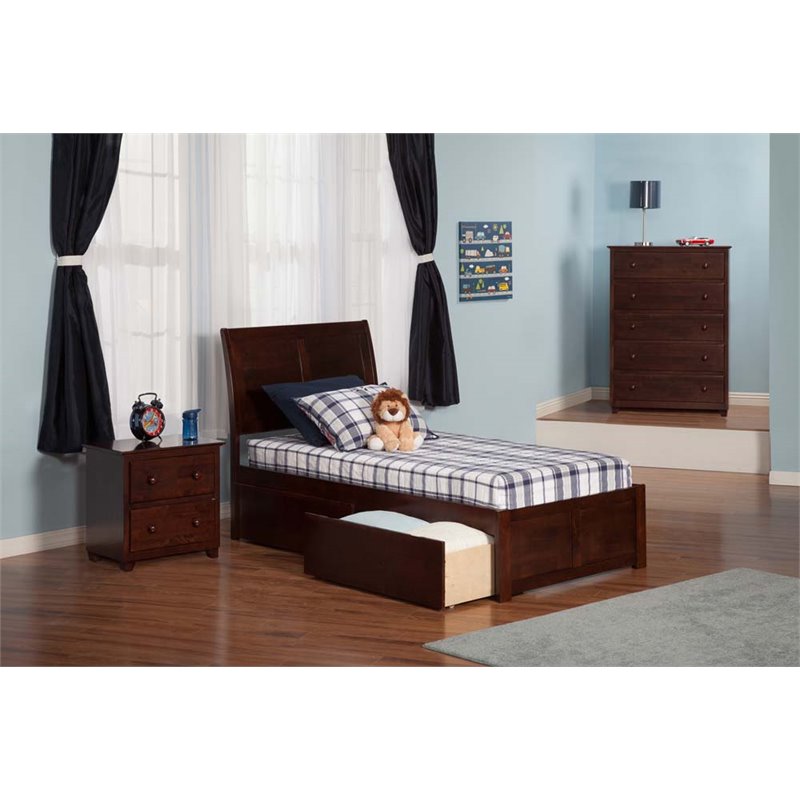 Leo & Lacey Urban Twin Storage Platform Bed in Walnut