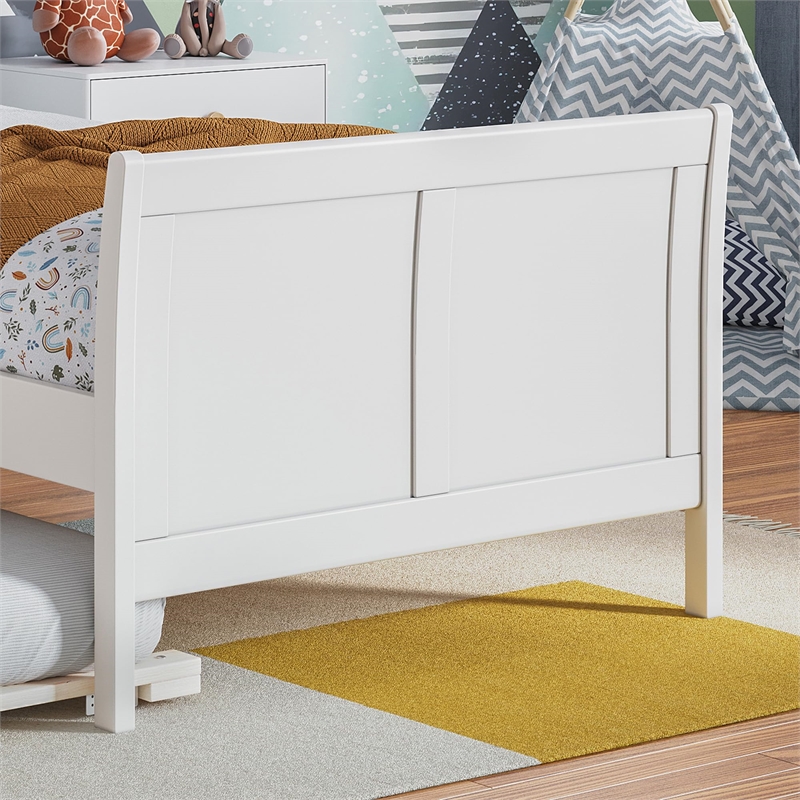 Leo & Lacey Portland Twin Wood Platform Bed  & Twin Trundle in White