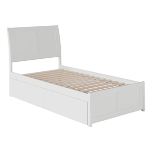 Leo & Lacey Portland Twin Storage Wood Platform Bed  in White