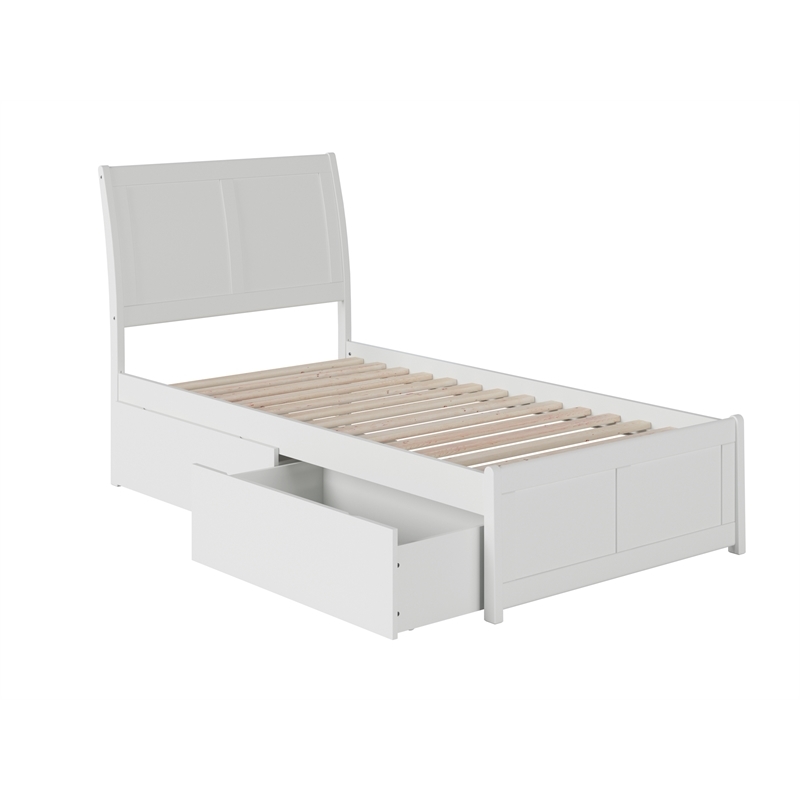 Leo & Lacey Portland Twin Storage Wood Platform Bed  in White