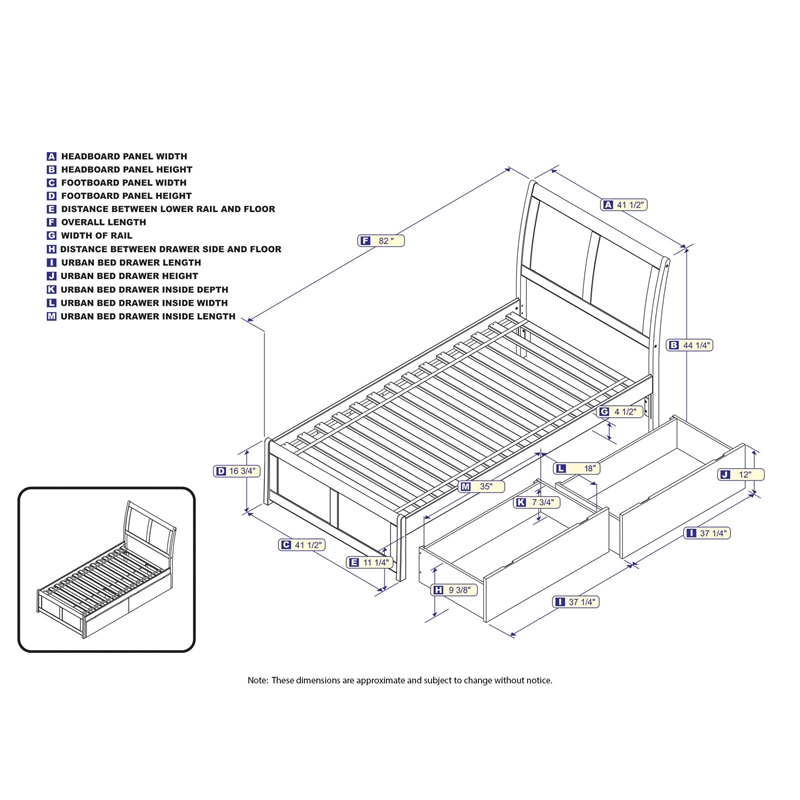 Leo & Lacey Portland Twin Storage Wood Platform Bed  in White