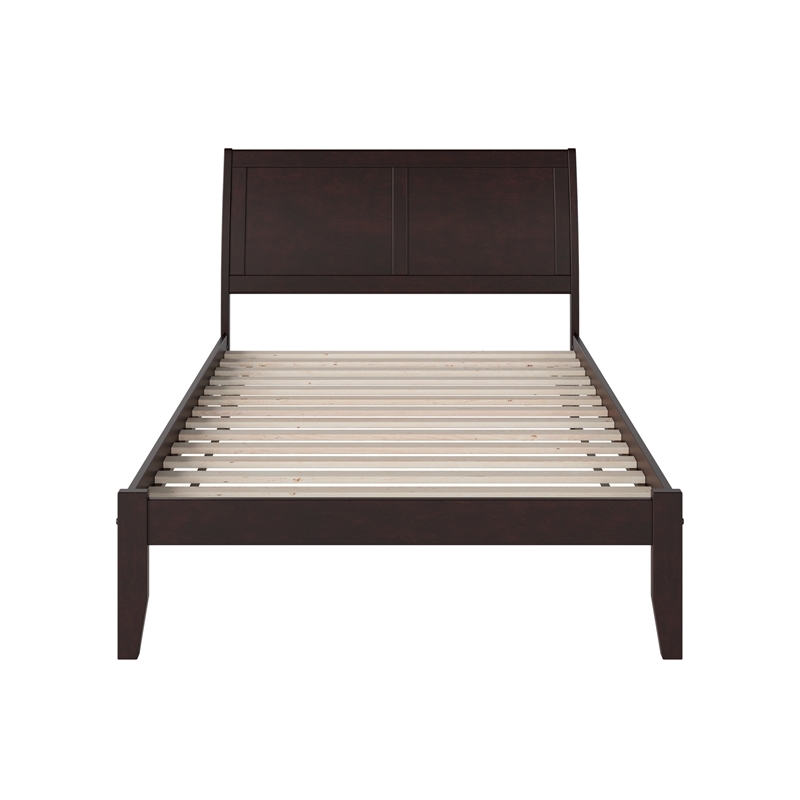 Leo & Lacey Solid Wood Full Platform Bed with USB Charging Station in Espresso