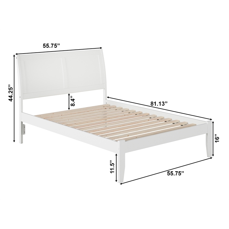 Leo & Lacey Farmhouse Solid Wood Full Platform Bed with USB Charger in White