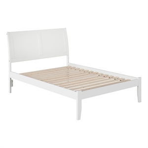 Leo & Lacey Farmhouse Solid Wood Full Platform Bed with USB Charger in White