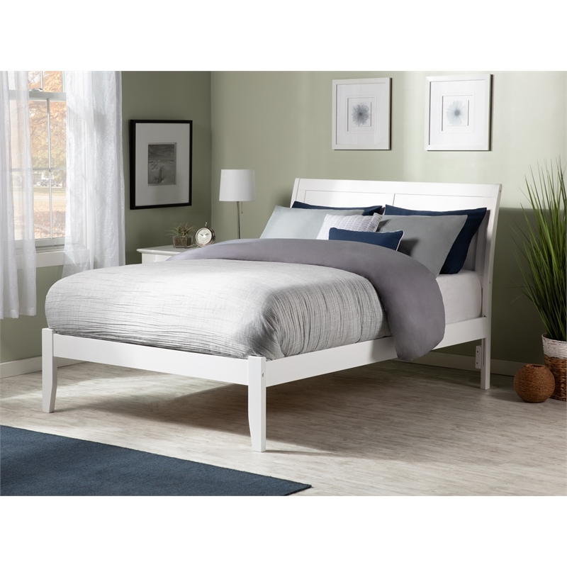 Leo & Lacey Farmhouse Solid Wood Full Platform Bed with USB Charger in White