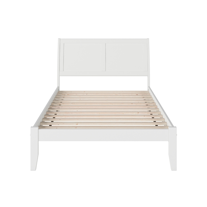 Leo & Lacey Farmhouse Solid Wood Full Platform Bed with USB Charger in White