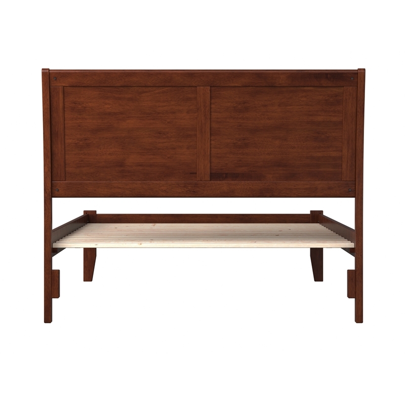 Leo & Lacey Solid Wood Full Platform Bed with Built-In Charger in Walnut