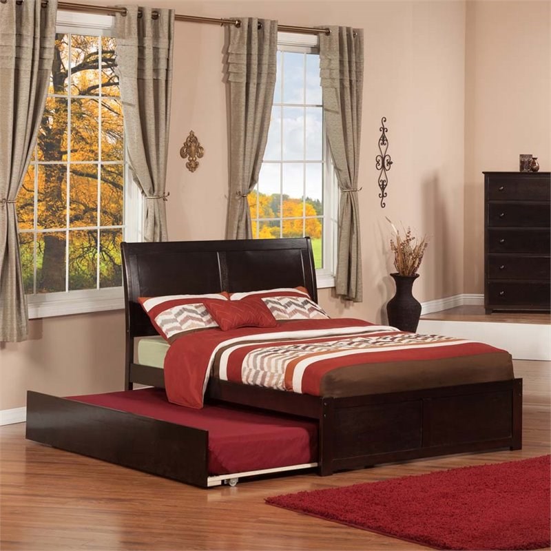 Leo & Lacey Full Trundle Platform Bed in Espresso